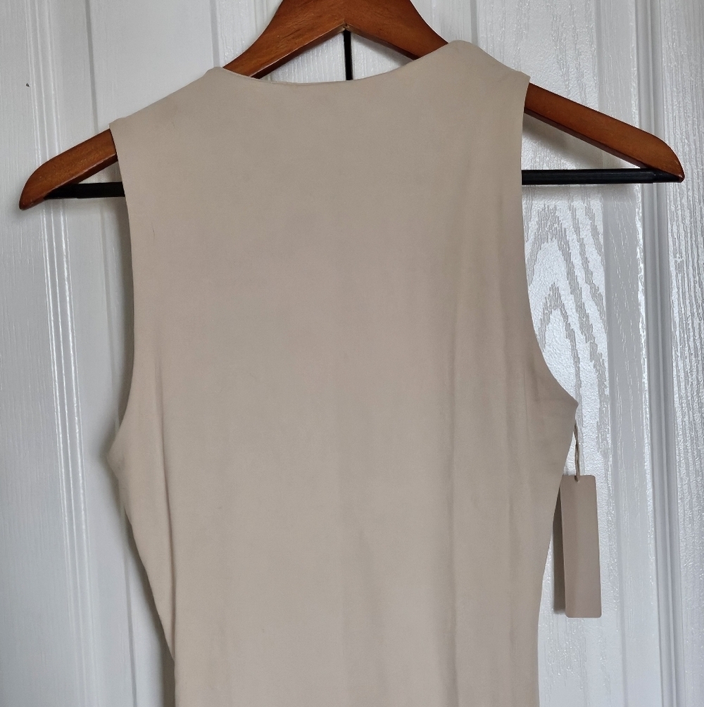 Vilanva Nude Bodycon Maxi Dress XL Spaghetti Strap Stretch Slip Dress Minimalist - Picture 11 of 11